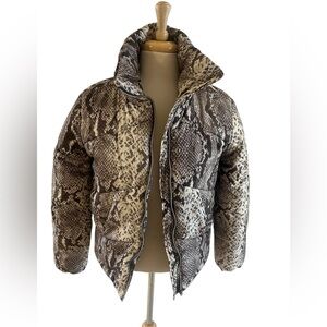 Snakeskin Print Puffer Coat-Size Small